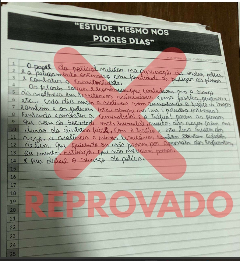 Redação sem os 40 modelos validados